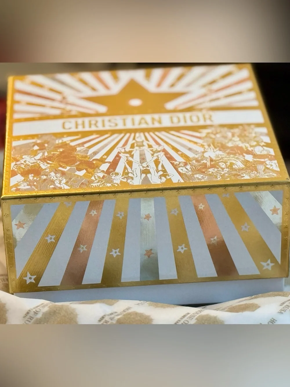 Dior Ltd Edition Gold & White Decorative Favor Box with ballet culture embossed